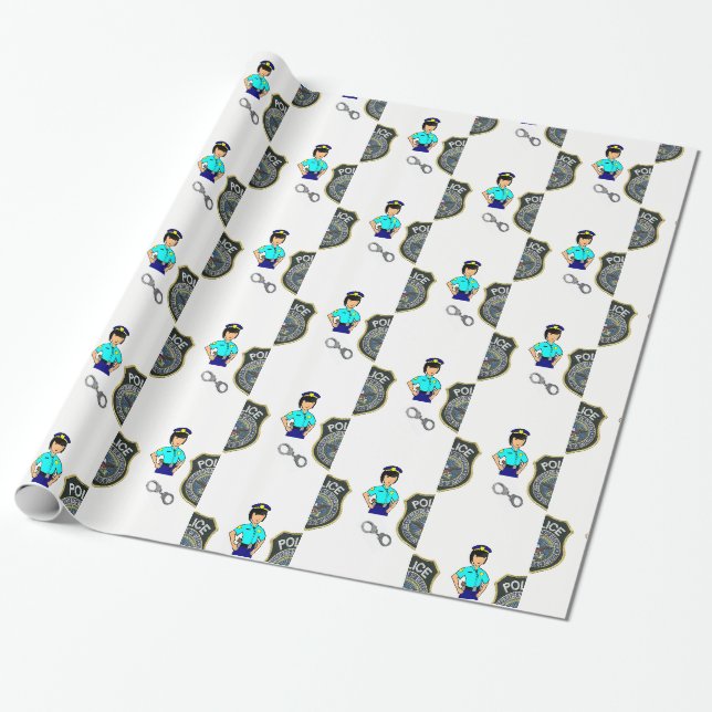 Wrapping Paper Police Woman (Unrolled)