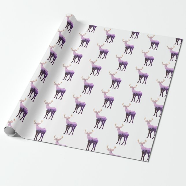 Wrapping Paper-Purple Tone Deer/Elk Paper (Unrolled)