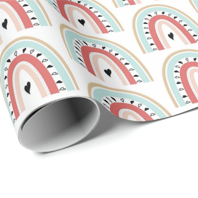 Wrapping Paper - Rainbow and Hearts (Roll Corner)