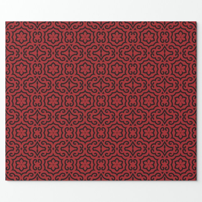 Wrapping Paper, Red and Black Flower Wrapping Paper