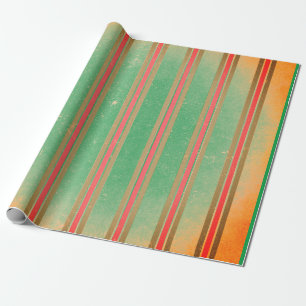 WRAPPING PAPER RED AND GREEN FADED STRIPES ON GRAY