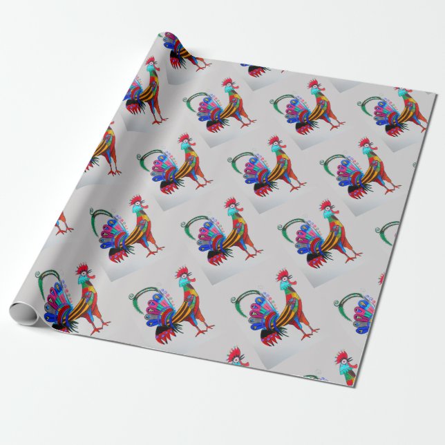 Wrapping Paper - Rooster (Unrolled)