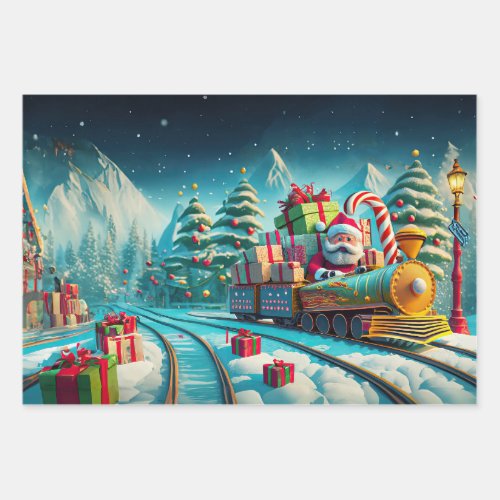 Wrapping Paper Santa North Pole Express Christmas