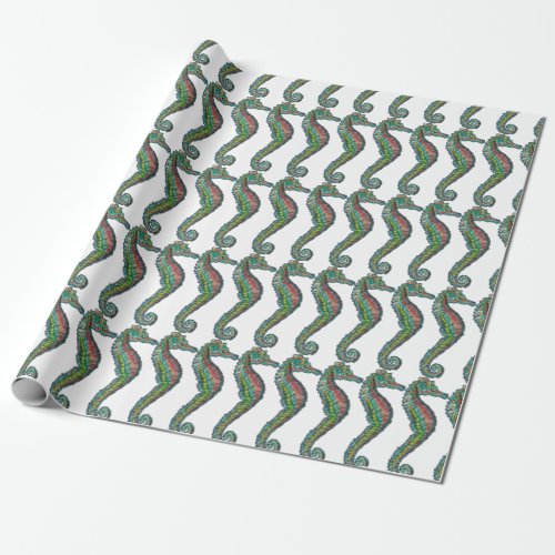 wrapping paper sea horse