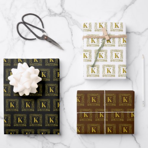 Wrapping Paper Set _ Monogram K _ Celtic Dragon