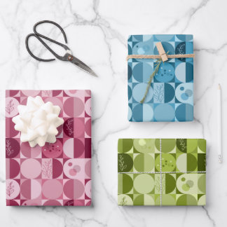 wrapping paper set of 3 sheets abstract design