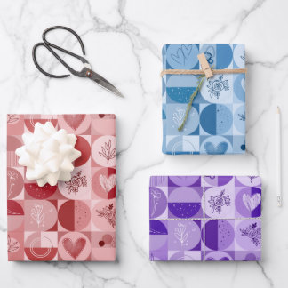 wrapping paper set of 3 sheets abstract pattern