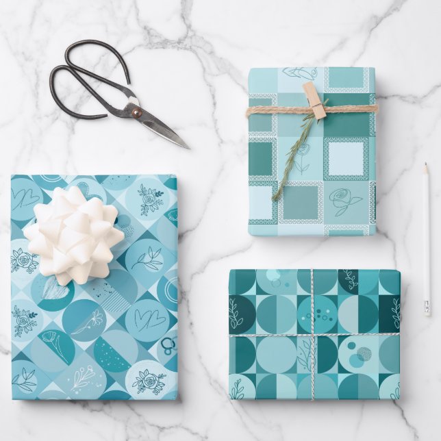 wrapping paper set of 3 sheets geometry designs (Front)