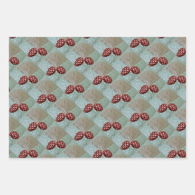 Wrapping Paper set of 3 sheets Pinecones (Front)