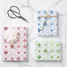 wrapping paper set of 3 sheets with cat face