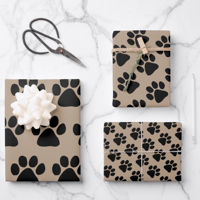 Wrapping Paper Set - Puppy Paw Prints (Front)