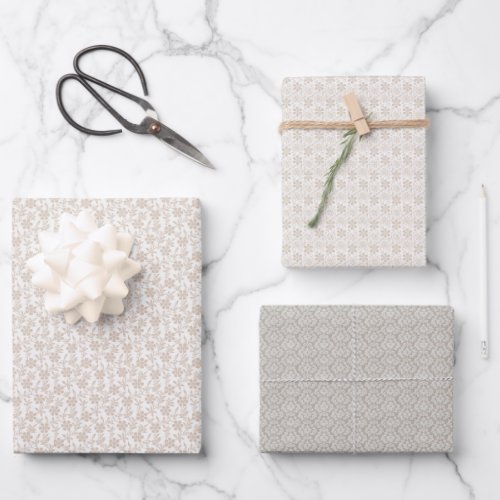 Wrapping Paper Sheet Set _ Beige Floral Patterns