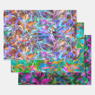 Wrapping Paper Sheet Set Floral Stained Glass