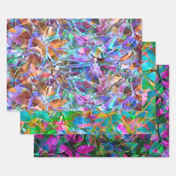 Wrapping Paper Sheet Set Floral Stained Glass by Medusa81 at Zazzle
