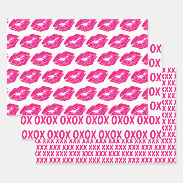 Wrapping Paper Sheet Set - Pink Hugs and Kisses (Set)