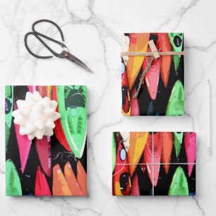Wrapping Paper Sheets: Colorful Kayak Collection