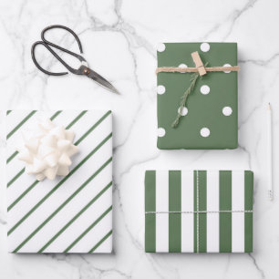 Wrapping Paper Sheets - Green & White Christmas