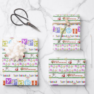 Wrapping Paper Sheets Merry Christmas Birthday