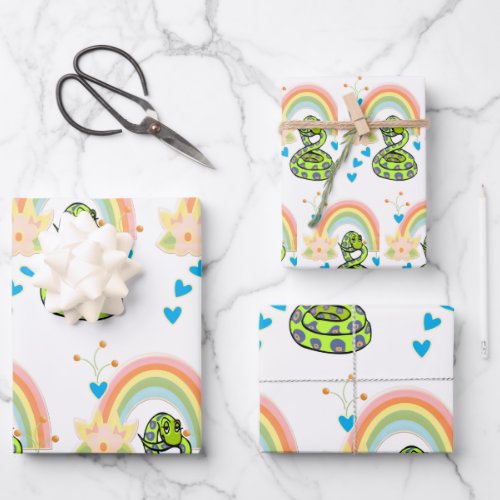 Wrapping Paper Sheets Snake Rainbow