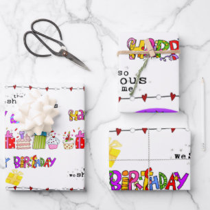 Wrapping Paper Sheets Valentine's Happy Birthday