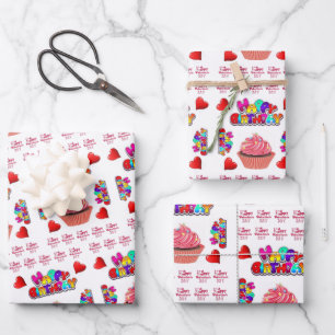 Wrapping Paper Sheets Valentine's Happy Birthday