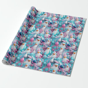 Wrapping Paper - Transgender Pride Penguins 1
