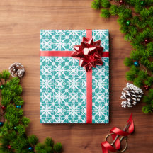 Wrapping Paper Turquoise White Crochet Lace