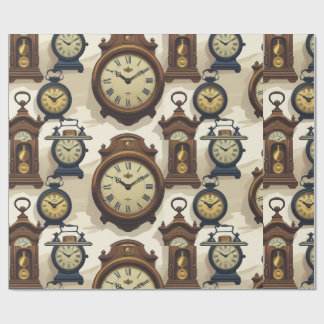 Wrapping Paper-Vintage Clock Wrapping Paper