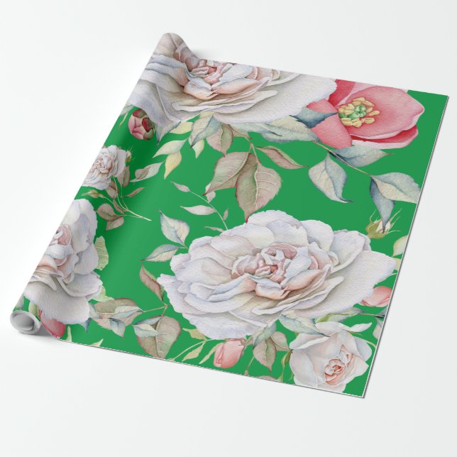 Wrapping Paper - Watercolor Floral Pattern (Unrolled)