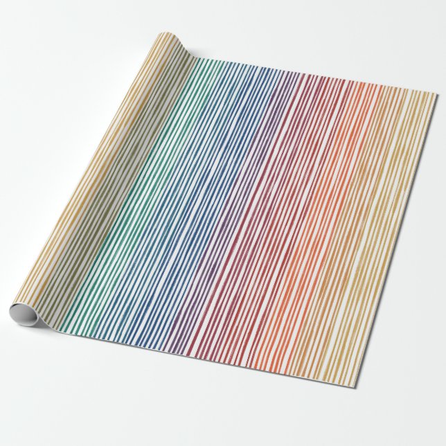 Wrapping Paper Watercolor Rainbow Stripe (Unrolled)