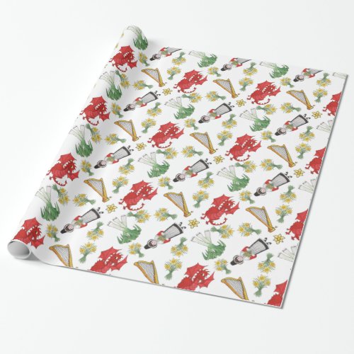 Wrapping Paper Welsh Emblems Dragon Daffodils Wrapping Paper