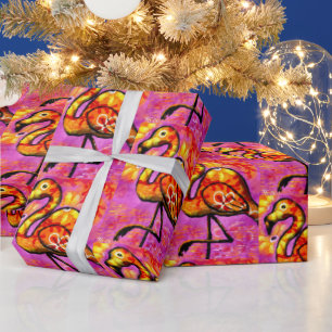 Wrapping Paper - Whimsical Flamingo Abstract Art