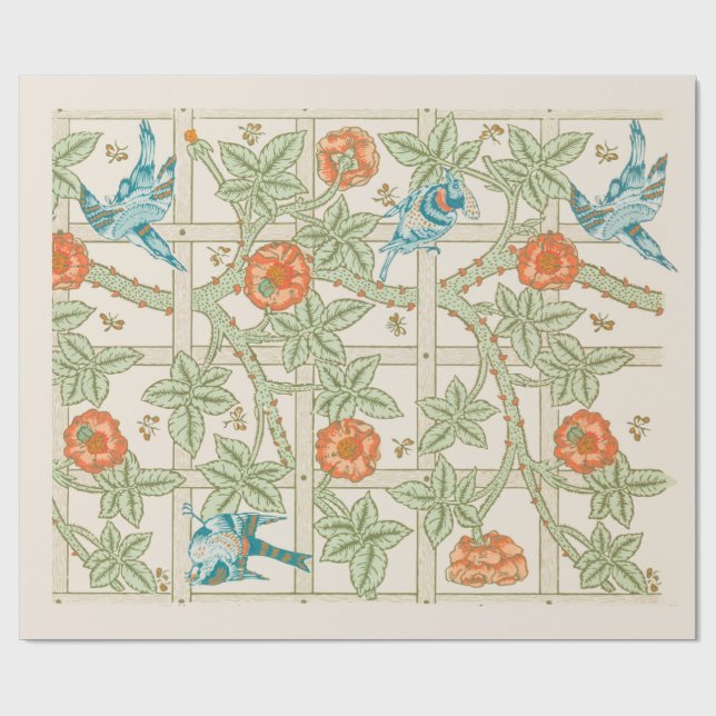 WRAPPING PAPER : WILLIAM MORRIS : TRELLIS PATTERN (Flat)