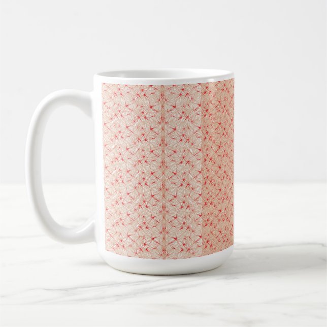 Wrapping paper with a repeating pattern of red, or coffee mug (Left)