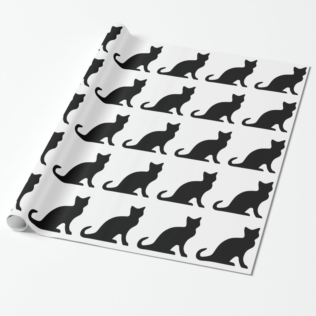 Wrapping paper with black and white cat design | Zazzle