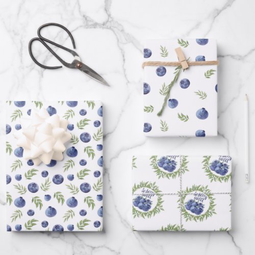 Wrapping paper with blueberries