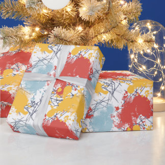 Wrapping paper with colorful splatters and lines