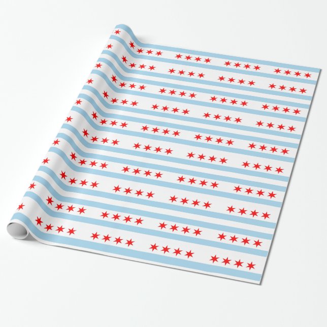 Wrapping paper with Flag of Chicago (Unrolled)