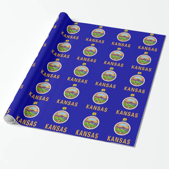 Wrapping paper with Flag of Kansas | Zazzle