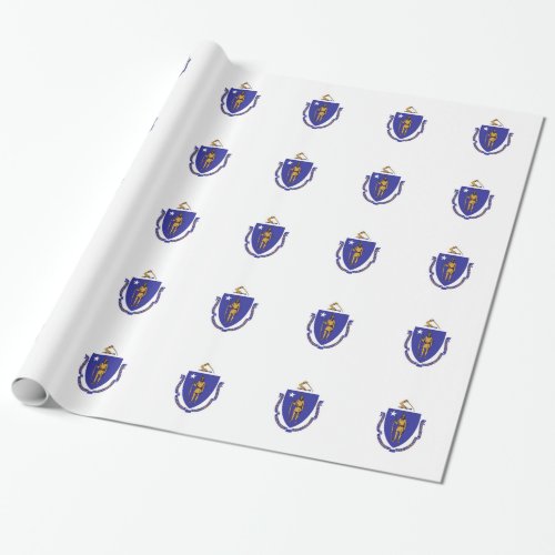 Wrapping paper with Flag of Massachusetts