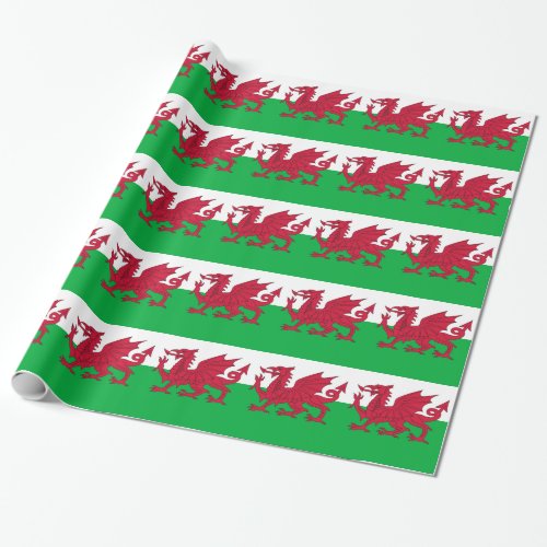 Wrapping paper with Flag of Wales UK