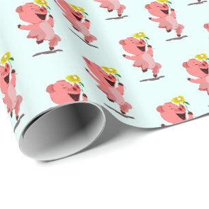 Wrapping Paper with Happy Piggy