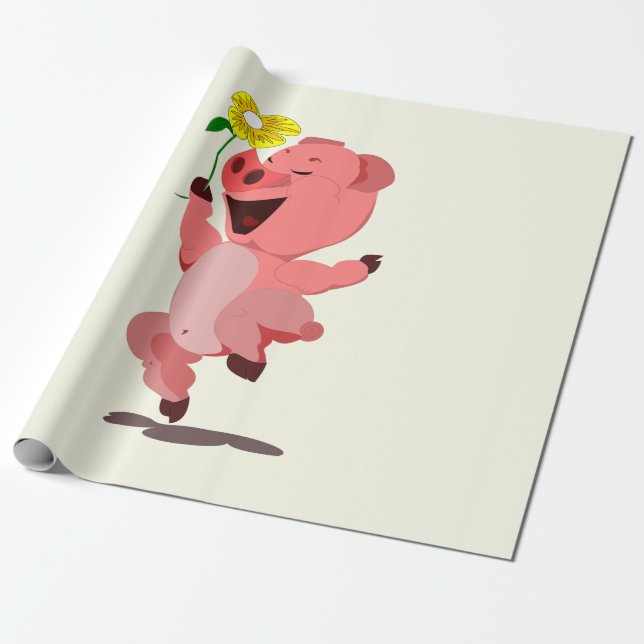 Wrapping Paper with Happy Piglet (Unrolled)