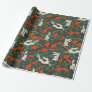 Wrapping paper with hares in poppies garden patter
