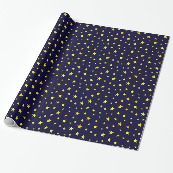 Wrapping Paper with Stars on Navy Blue
