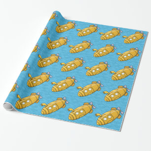 Wrapping Paper Yellow Submarine Blue Waves