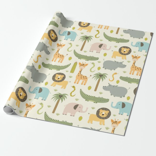 Wrapping Paper - Zoo Party (Unrolled)