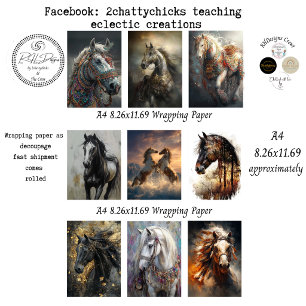 Wrapping Papers Decoupage 9 A4 Horses Paper Sheets