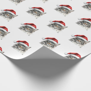 Wrapping Papers - Festive Maine Coon at Christmas  Paper