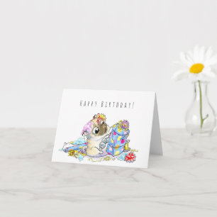 Wrapping Presents pug birthday card